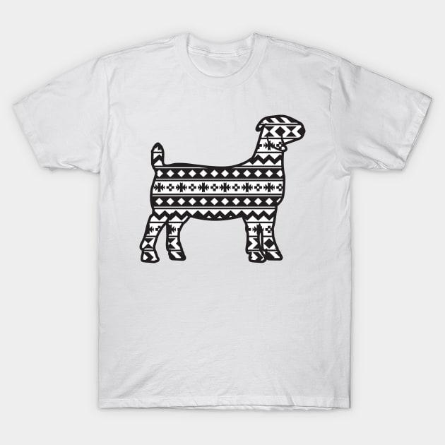 Livestock Boer Goat with Southwest Aztec Pattern T-Shirt by SAMMO